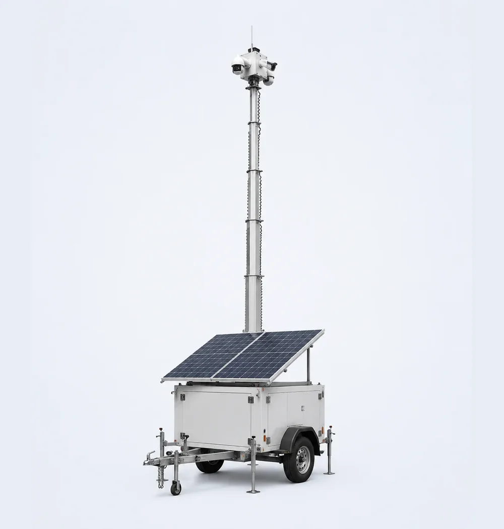 Configuración Estándar: tráiler solar móvil con mástil de vigilancia